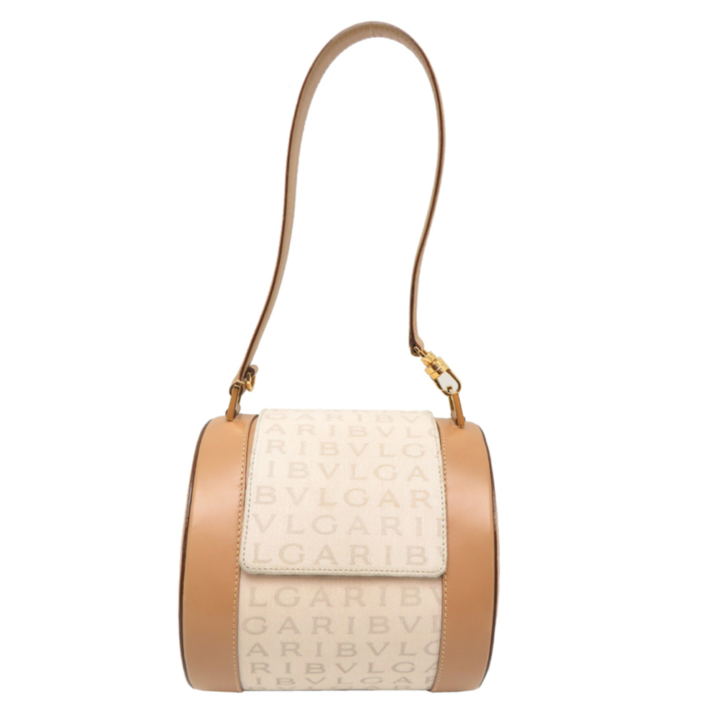 Bvlgari B.zero1 Logomania Women's Handbag, Canvas, Beige